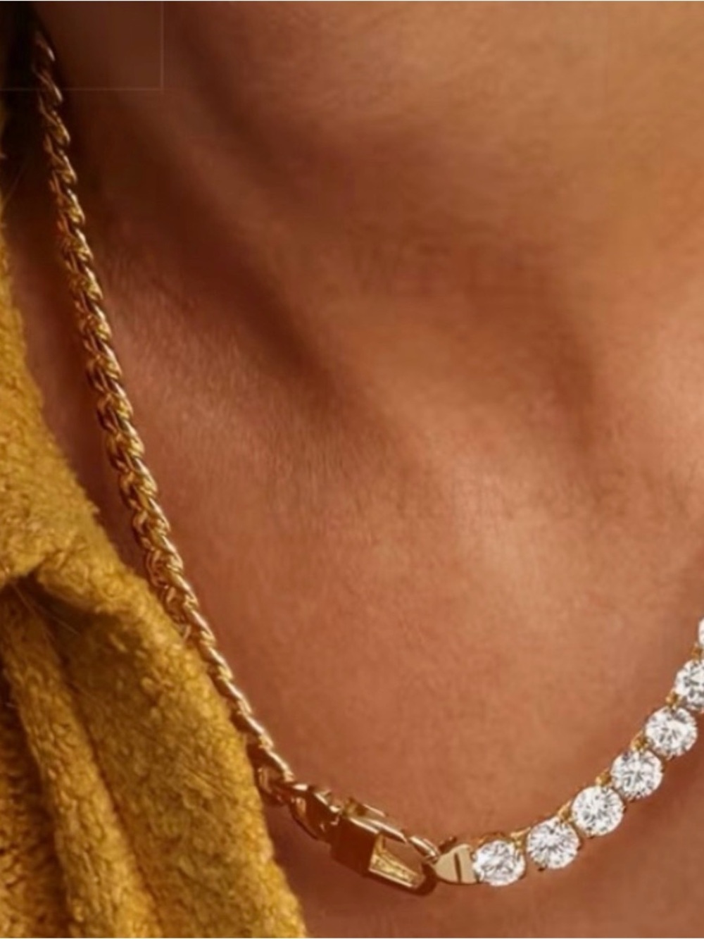 Elegant 18k Gold plated Necklace with moissanite stones